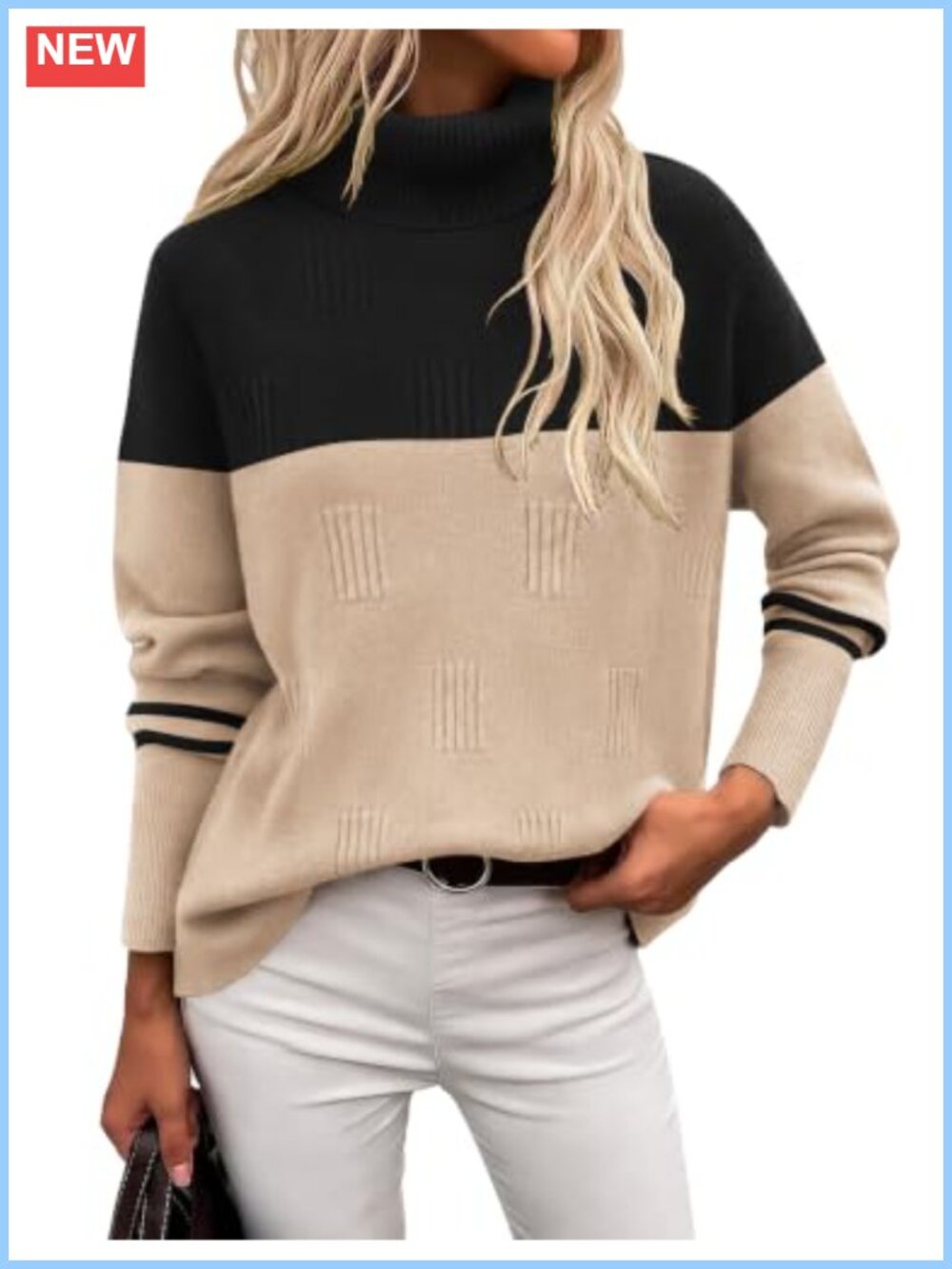 Ekouaer Women's Turtleneck Sweater Long Sleeve Knitted Pullover Top